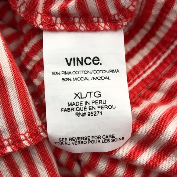 Vince Red White Striped T-Shirt Style Dress - Picture 6 of 7